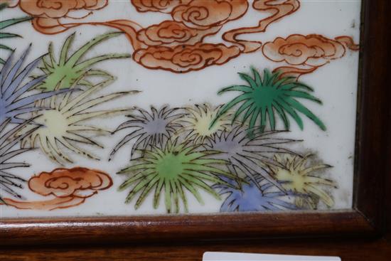 A Chinese famille rose plaque, five luohan